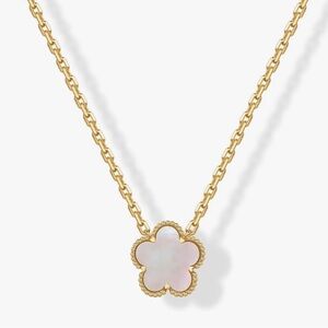 NEW 14K Gold Plated  Mother of Pearl Clover Necklace